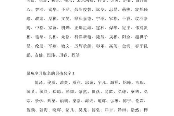 10月份出生的属兔男孩该怎样取名字姓名