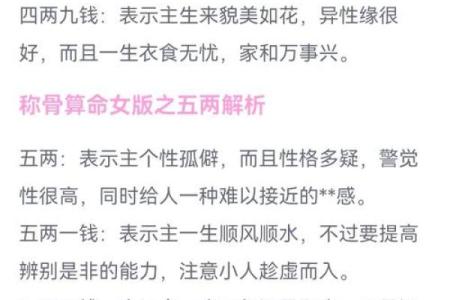 称骨算命男女版