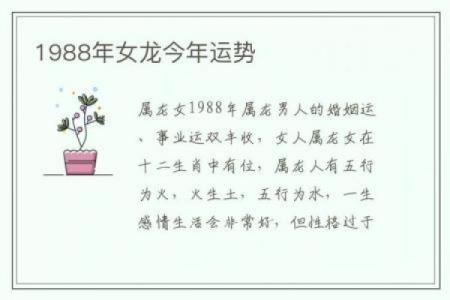 1988年属龙女的婚姻配对