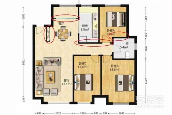 唐艺尹老师不完美户型化解案例：东方缺角，最影响男人事业财运的方位，对家中长子不利